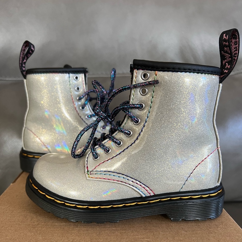 New in box- Toddler Dr Martens in silver, lightshow